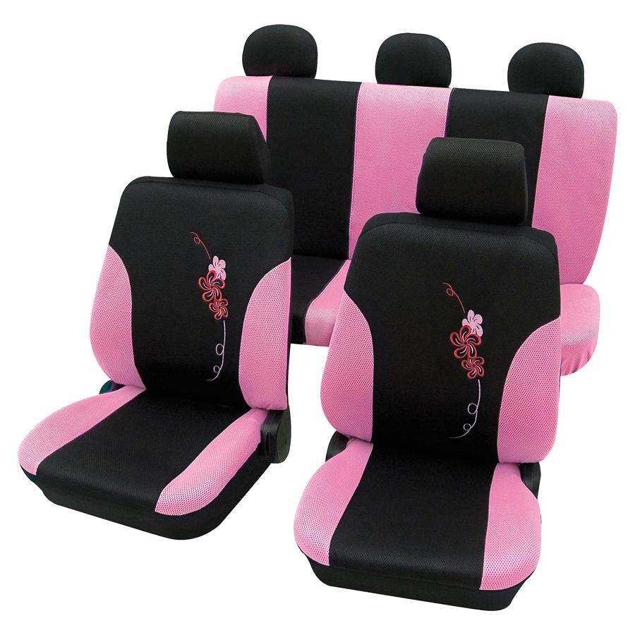 Sitzbezug Set Universal Flower pink 17-teilig