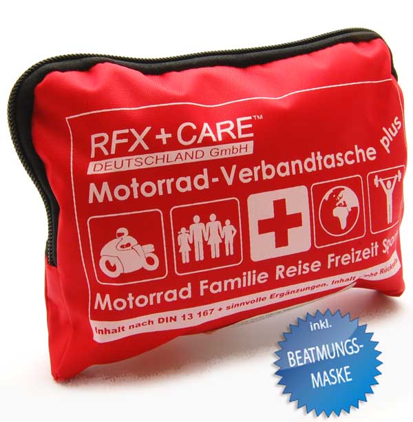 Motorrad Verbandtasche plus Beatmungsmaske und Reiseapotheke
